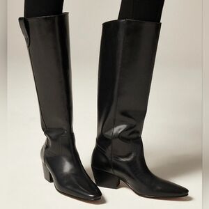 J. Crew Elegant Black Leather Heeled Boots